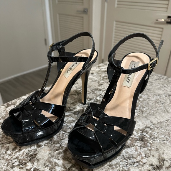 Size 7.5 KISMIT Steve Madden Tribute Inspired Heels Black - Picture 2 of 7
